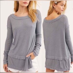 Free people north shore top medium large xl waffle shirt we the free